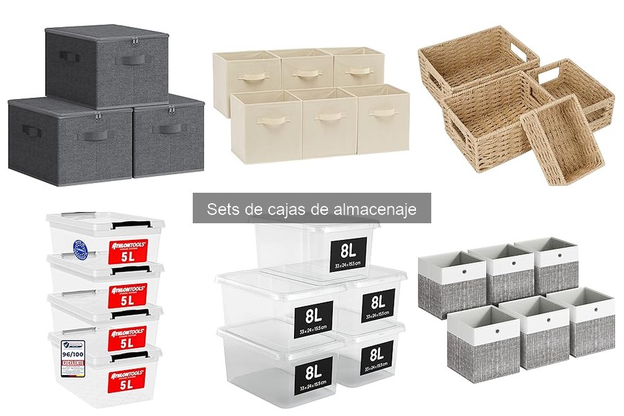 ¿Qué son los sets de cajas de almacenaje y sus características?