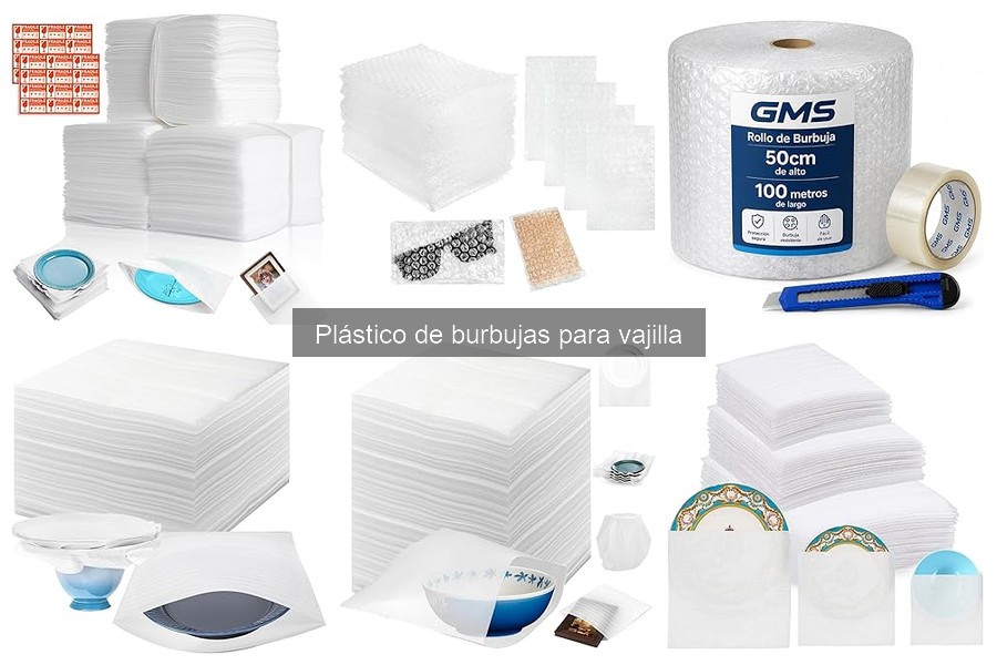 Tipos de plástico de burbujas para embalaje de vajilla