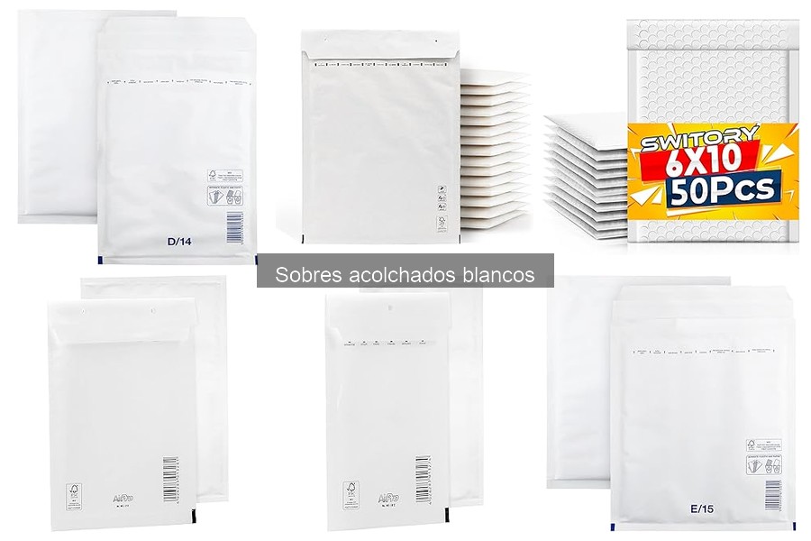 Tipos de sobres acolchados blancos para envíos